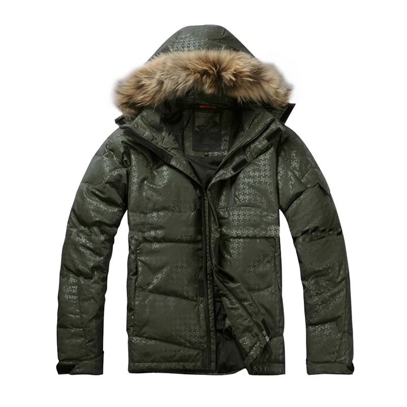 Chaqueta de plumón de alta calidad para hombre, abrigos de plumón de pato blanco, piel de mapache Real, cálido, grueso, para invierno, 80%