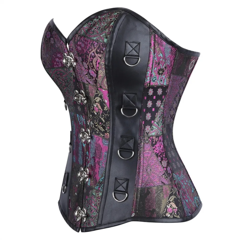 Steampunk Overbust Corset Retro Gothic Clothing Women Clubwear Bustiyer Corselet Vintage Body Shaper