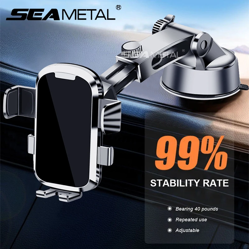 SEAMETAL Dashboard Phone Holder for Car Stable Suction Cup Scalable Car Phone Mount 360-Degree Rotation Auto Navigation Holder