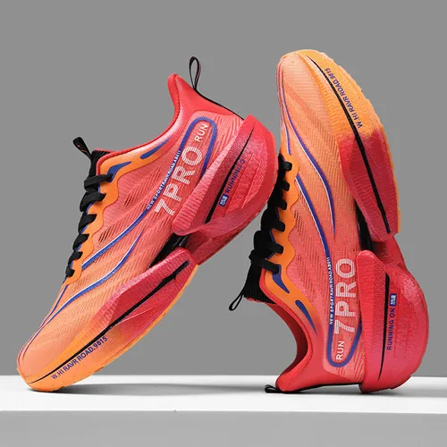 마라톤 탄소 플레이트 남성 스포츠 러닝화, 통기성 경량 여성 편안한 운동 미끄럼 방지 스니커즈, 테니스 신발 