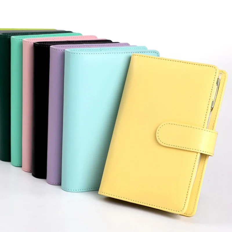 PU Leather Budget Binder With Cash Envelopes Pockets Zip Small French Budget Pouch Binder For Saving Money A6 Planner Organizer