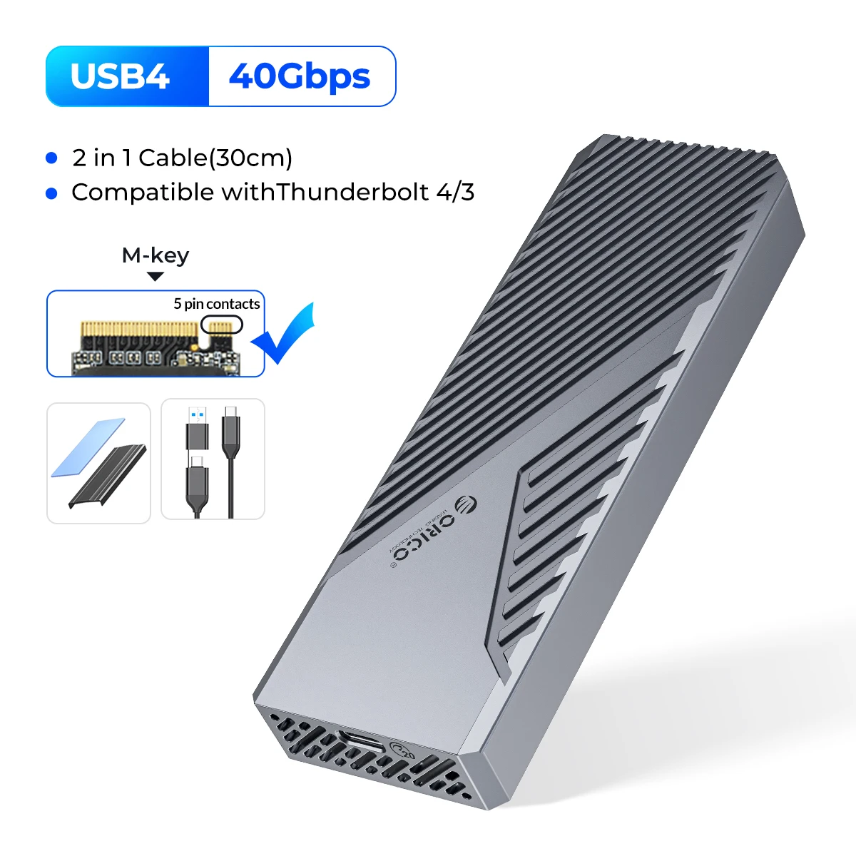 ORICO USB4 40Gbps NVMe SSD Enclosure 8TB Aluminum