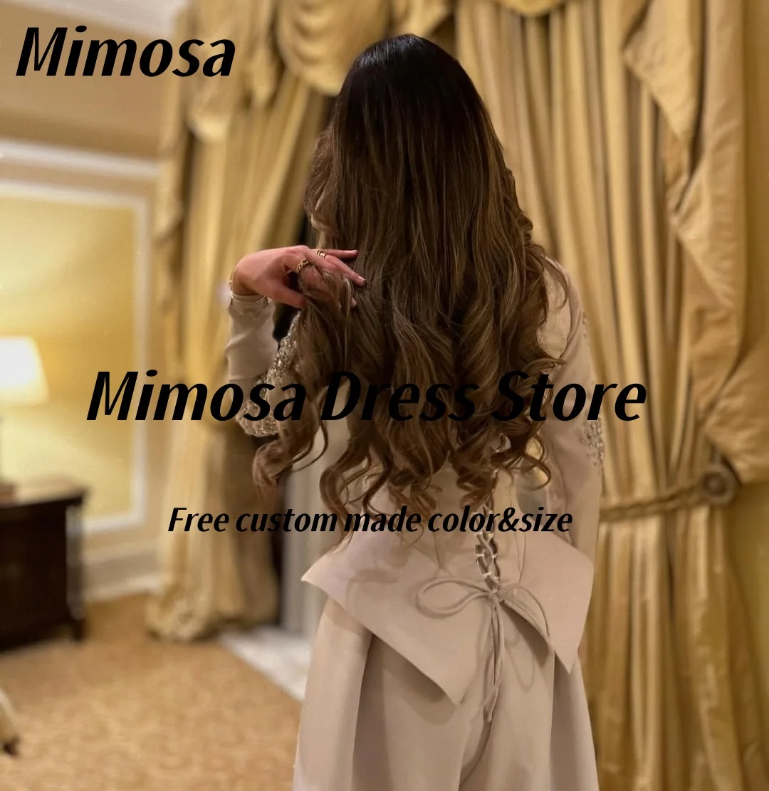 ميموزا التلبيب الخامس الرقبة الديكور بانت الدعاوى المرأة السعودية مساء حفلة طويلة الأكمام الدانتيل يصل الكورسيهات فساتين لحضور الحفلات الموسيقية حسب الطلب #6