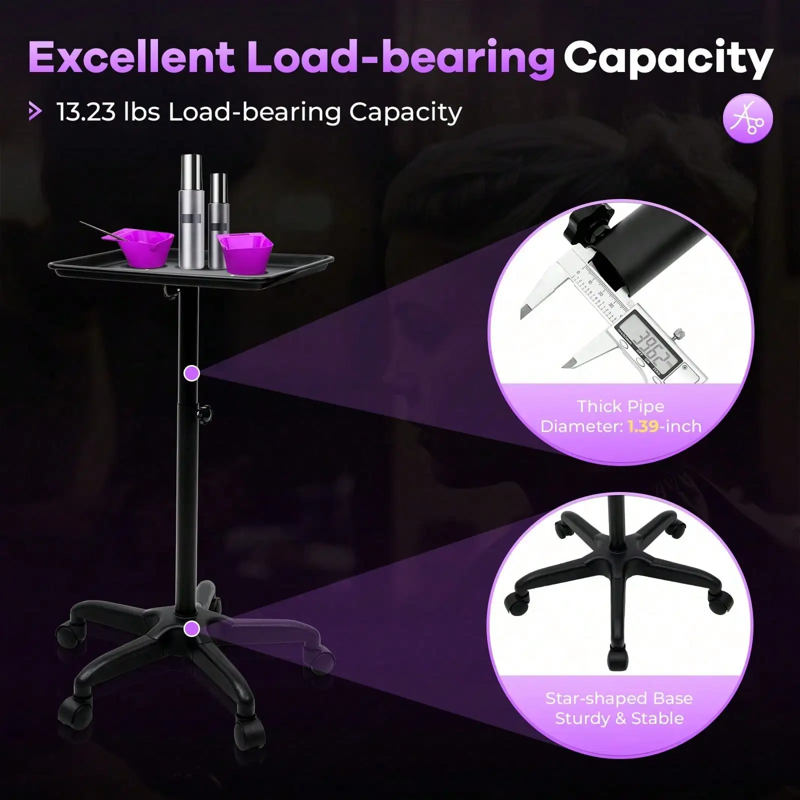 

Beauty Salon Rolling Trolley Cart Hair Stylist Tool Spa Equipment Storage Tray Outdoor Decor