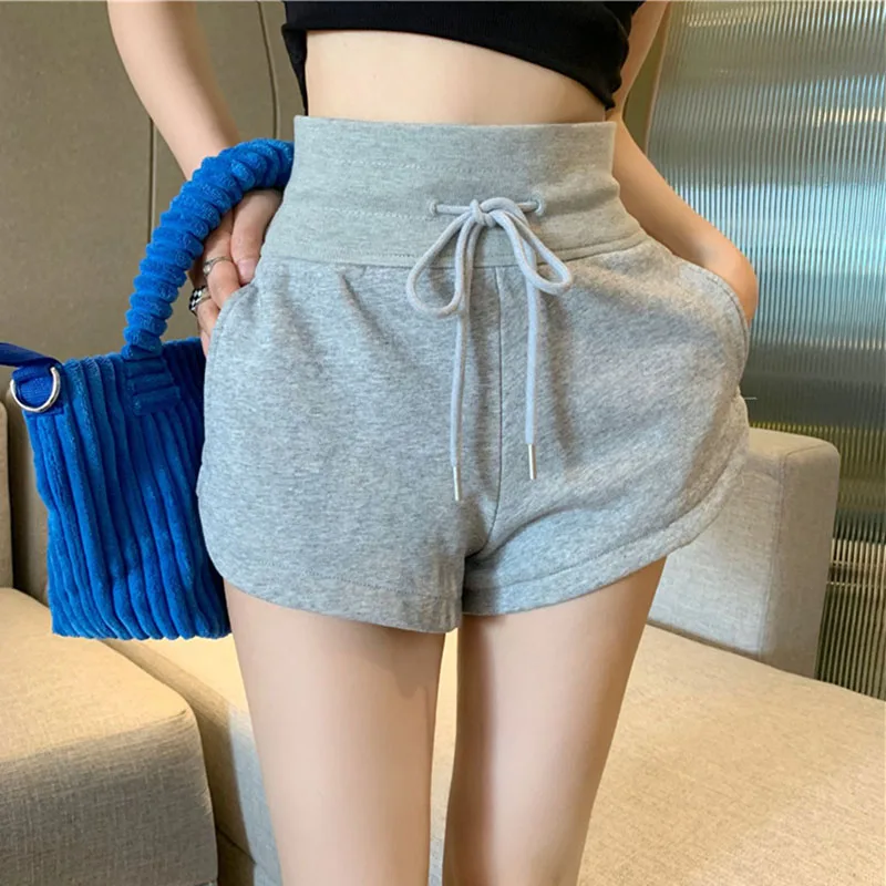 Women Yoga Shorts Summer Outer Wear Mid-Waist Casual Loose Straight Pants Lady Stylish Thin Breathable Wide Leg Gym Short Pants