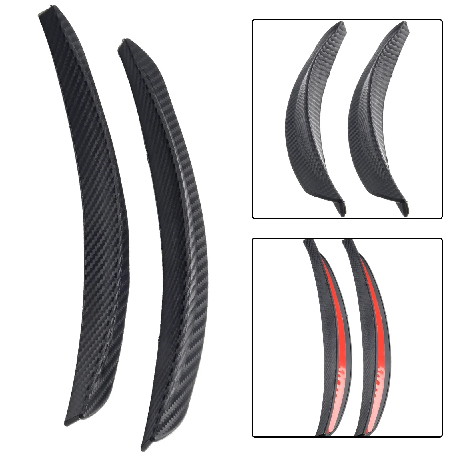 1Pair 25cm Carbon Fibre Scratch Resistant Trim Strip For Car Fender Flare Splash Guard Arch Wheel Eyebrows Lip Protection Strips