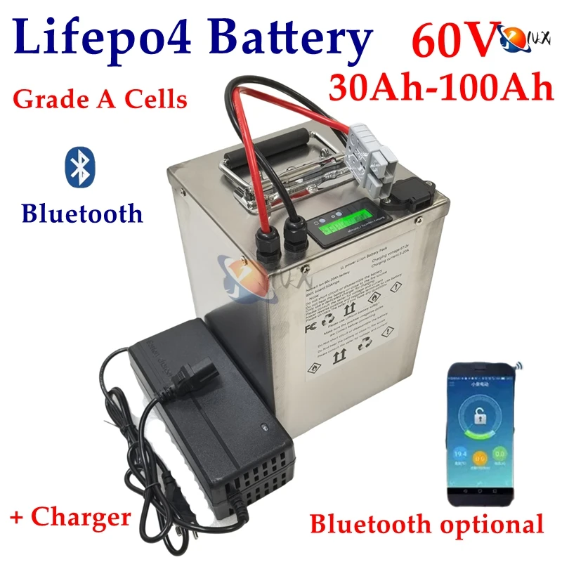 YNX 60V 30Ah Battery 40Ah 50Ah 60Ah 70Ah 80Ah 90Ah 100Ah Lithium Lifepo4 For 1800W 3000W Two-Wheeler Motorcycle Scooter Tricycle