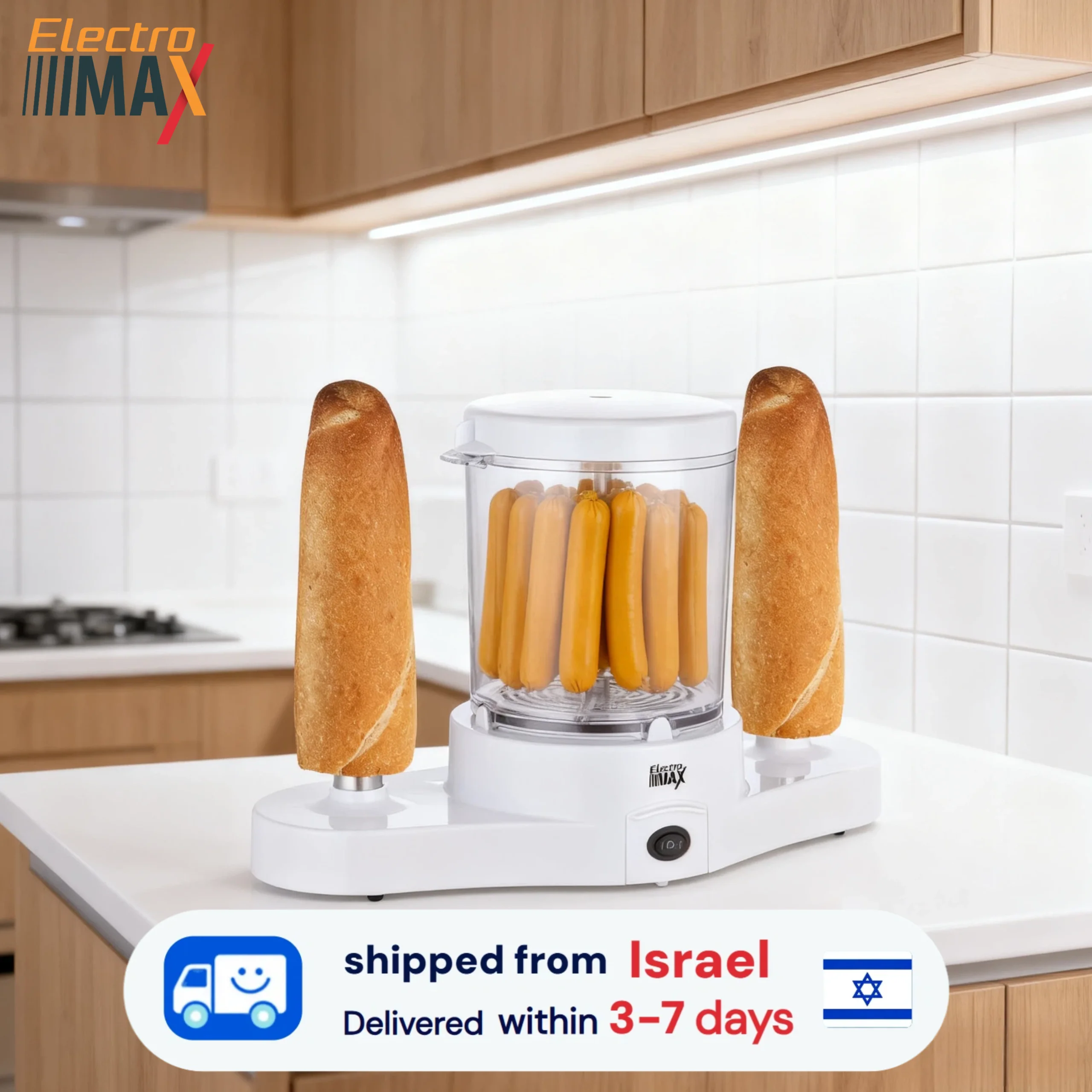 Electro Max 500 W Hot Dog Maker Wurstwärmer Dampftoaster Edelstahl Spikes Antihaftbeschichtung Snack Frühstücksmaschine