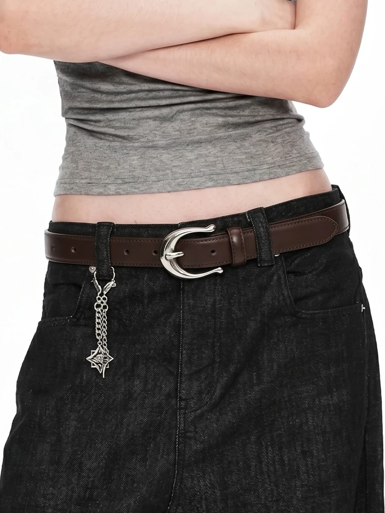 Black Decorative Advanced Fashion Retro Genuine Leather Women Belt Silcer Pin Buckle Casual Waist Belt For Jeans Dress Coat