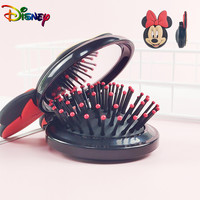 Disney Minnie Mouse Cute Mini Folding Massage Makeup Comb Mickey Mirror Cartoon Children's Air Cushion Portable Comb Girls Gift