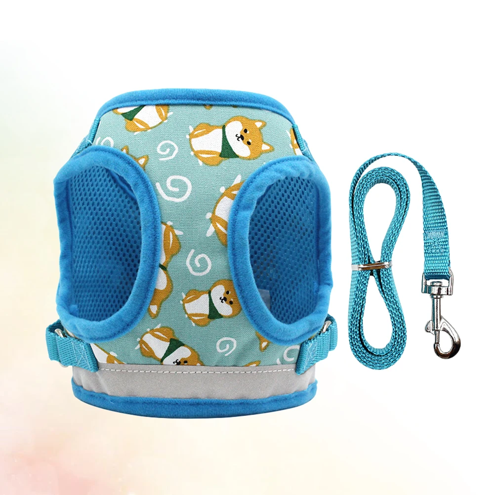 

Reflective Pet For Dogs Cartoon Design Comfortable Lightweight Chest Strap Puppy Dog Traction Strap Gift Xs Blue Size