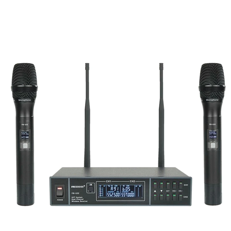 

Professional Wireless Microphone One For Two Home Singing Dedicated Stage FM Microphone-US Plug