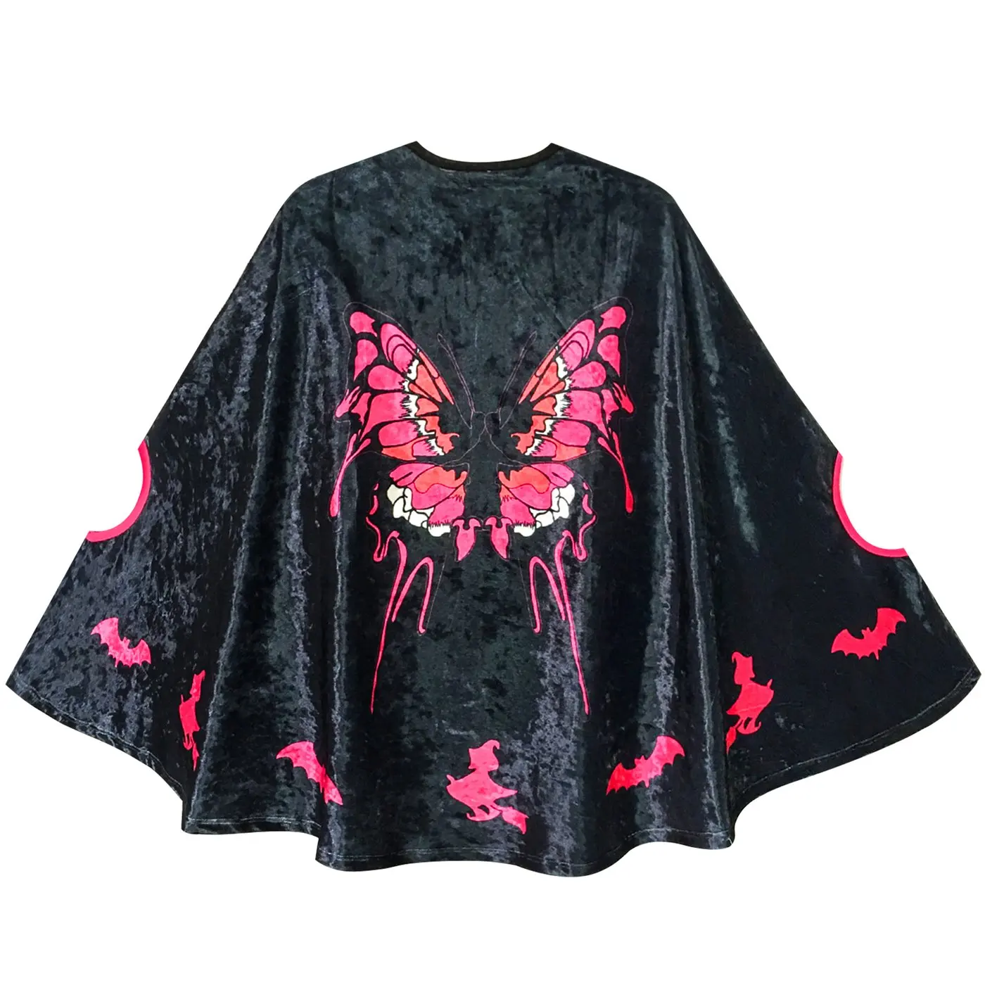 Halloween Witch Cape Velvet Cloak Butterfly Bat Costume Wizard