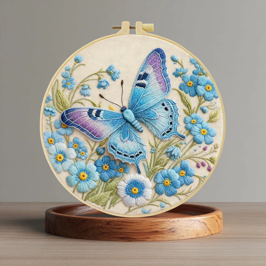 1pc 20X20CM/15X15CM Dream Butterfly Embroidery Starter Kit DIY Cross Stitch Sewing Art for Gift
