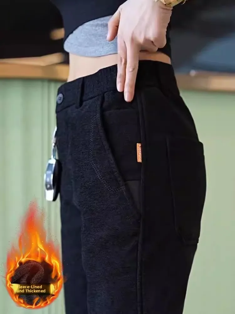 

Мужские зимние деловые брюки прямого кроя с флисовой подкладкой, утепленные, из мягкого полиэстера