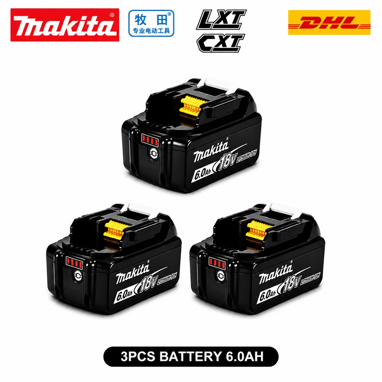 Original Makita DHR242 Akku-Bohrhammer, 18V bürstenloser Motor, inklusive originaler 6,0Ah BL1860B Batterie & Ladegerät, 24mm SDS-Plus, 3-Modus-Betonbohrer, schneller EU-Versand