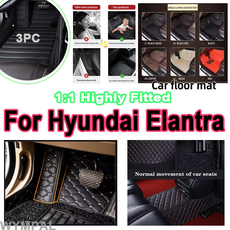 

Luxury Car Floor Mats For Hyundai Elantra Avante AD MK6 2017~2020 Leather Mat Auto Carpet Rug Set Interior Parts Car pads cover