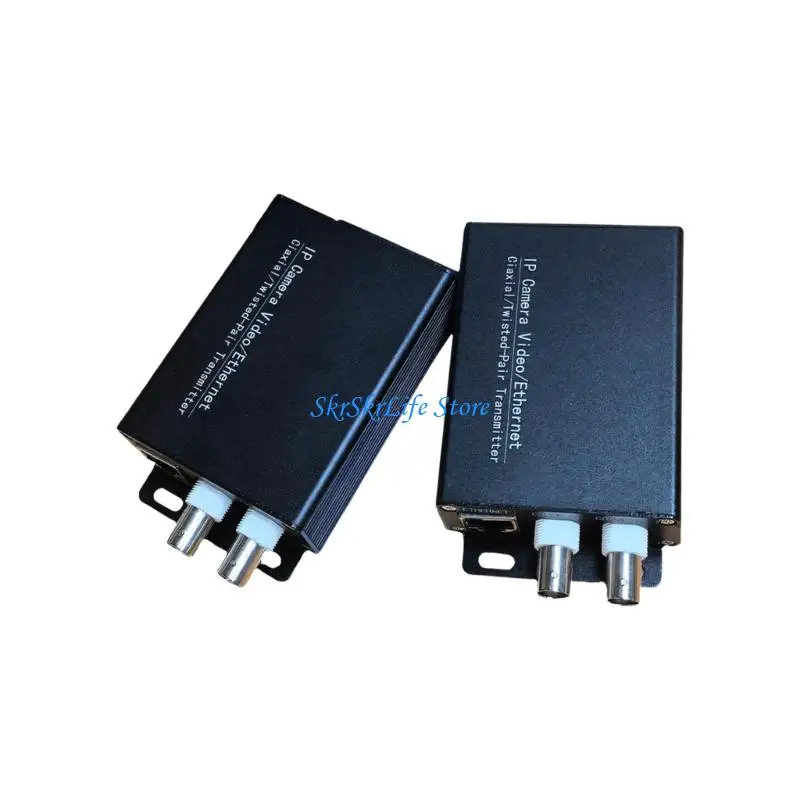 E65E Metal Housing Camera Coax Cable Set, 1Pair RJ45 and Coax Units for Fixed Camera Wiring with M Distance Guide and Mounting