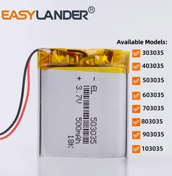 303035 3.7V 400mAh 403035 503035 603035 703035 803035 903035 103035 Rechargeable Lithium ion / Li-ion Polymer Battery