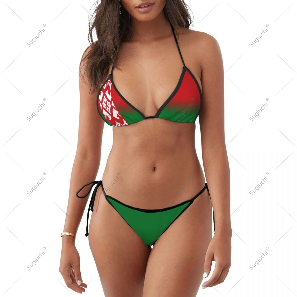 

Women Girls Bikini Belarus Flag Swimsuit Sets Three Point Beachwear Swimming Bathing Beach Party Suits Sexy Mujer
