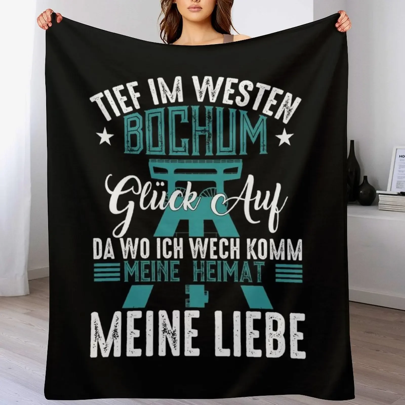 Bochum Ruhrpott & Ruhrgebiet Good Luck On Soccer Fan Bochumer Throw Blanket Flannel Fleece Soft Warm Throw Blanket