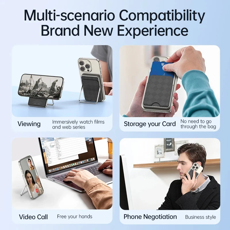 For IPhone 16 15 14 Pro Max with Holder Power Bank 5000mAh Magnetic Battery with Stand Card Bag Power Bank