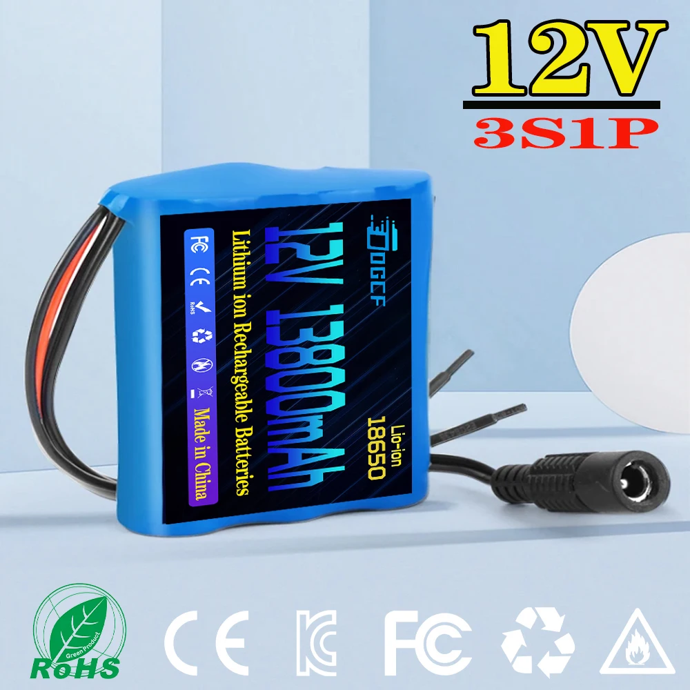

3S1P Protection Plate -12V 13800mAh Super Rechargeable DC 12.6V Battery with Charger 12V 18650 Lithium Ion Battery Pack with