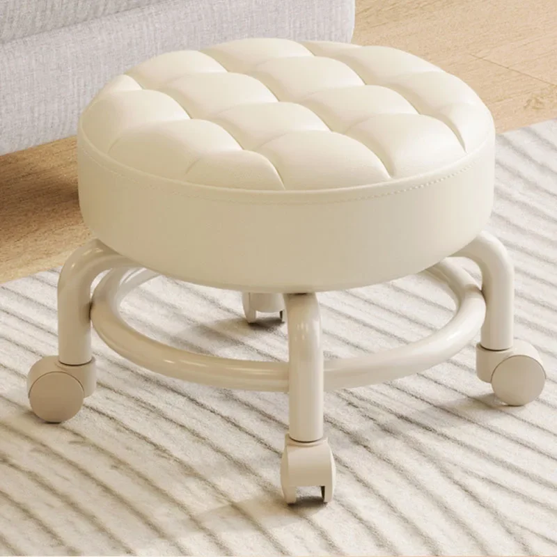 

Small Foot Stool French Fluffy Fabric Soft Minimalist Salon Travel Outdoor Fishing Stools Rolling Balcony Furniture