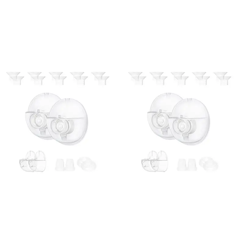 DTA4-2X M5 24Mm Full Set Collector Cup For Momcozy M5 And 10Pcs 13/15/17/19/21Mm Flange Inserts