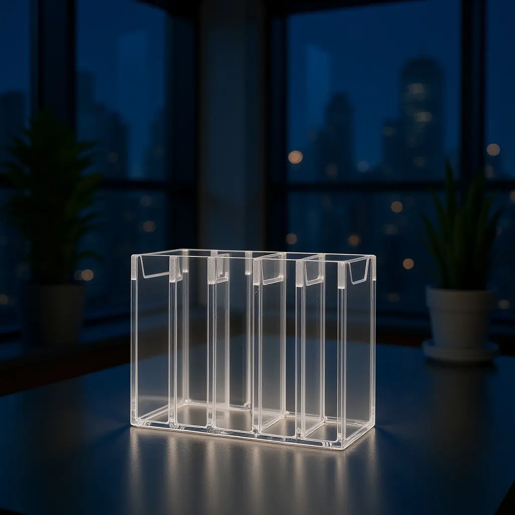

5-Compartment Thickened Transparent Acrylic Cell Phone Storage Box Desktop Organizer for Office Meeting Room Conference Desk