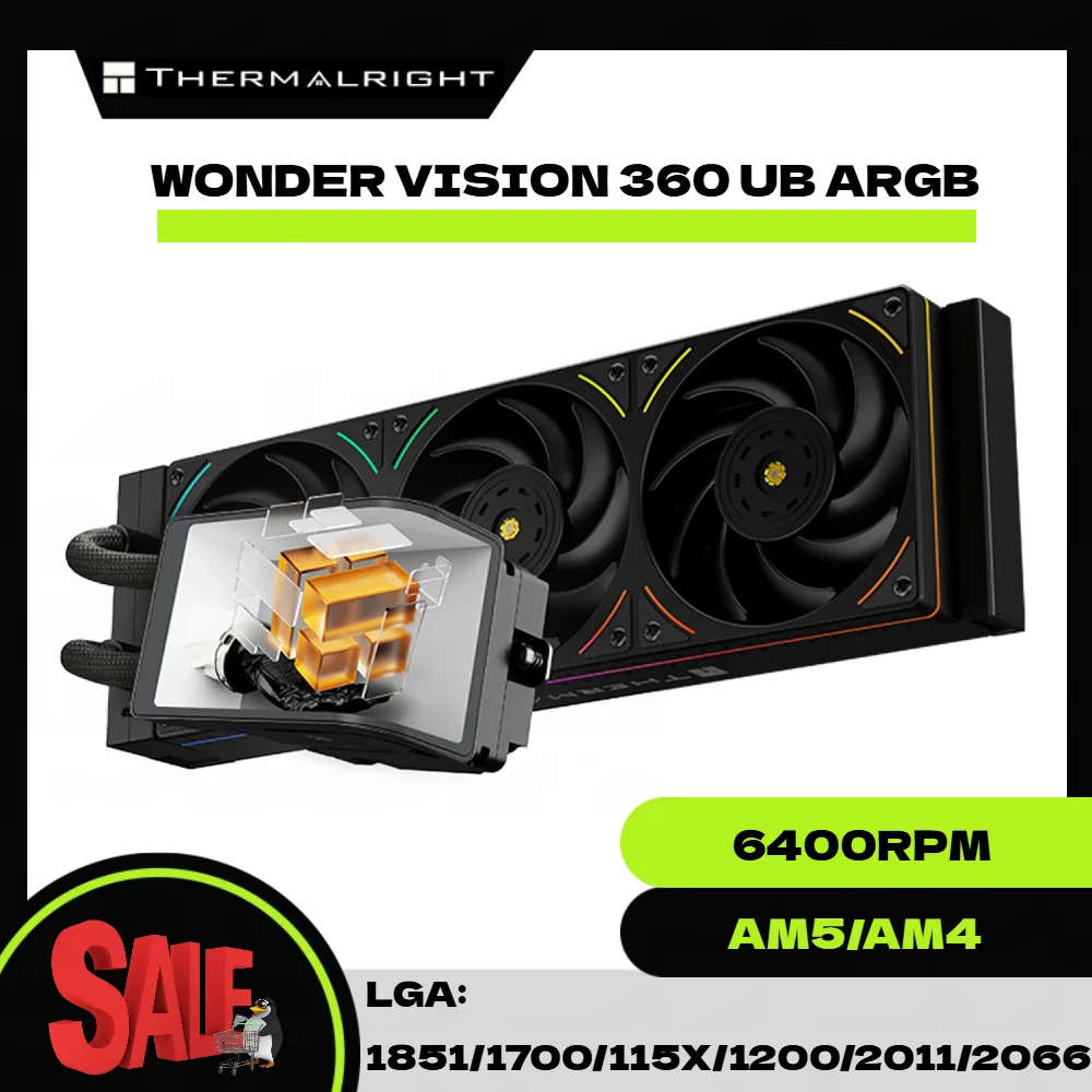 

Thermalright WONDER VISION 360 UB ARGB 360mm AIO Liquid CPU Cooler, 6.67 Inches 3D Curved Screen/Customizable GIF/LGA1851/AM5