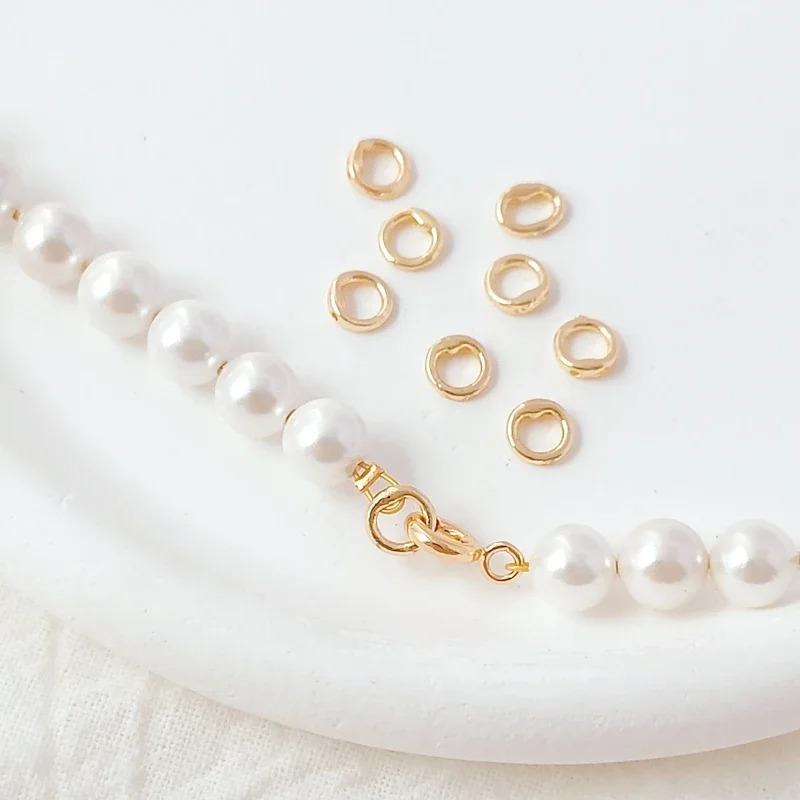 10 Pieces 14K Copper Clad Gold Closed End Connection Round Ring Handmade DIY Necklace Buckle Jewelry Material Accessories