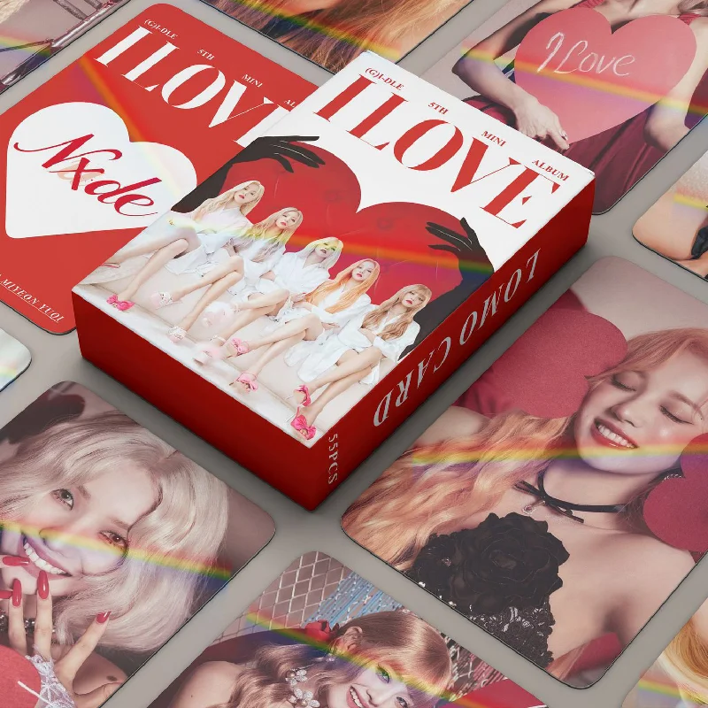 55 Stks/set Nieuwe Kpop Gidle Laser Lomo Kaarten Album Ik Hou Van Je Shuhua Minnie Yuqi Ansichtkaart Fans Collectie Cadeau