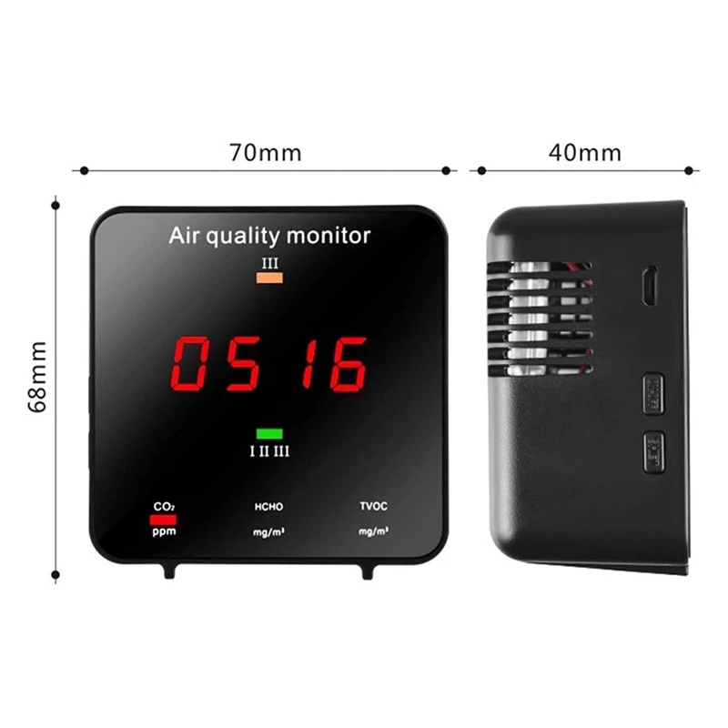 Air Monitoring Indoor Air Quality Sensor Formaldehyde Tester Fit For Carbon Dioxide TVOC Carbon
