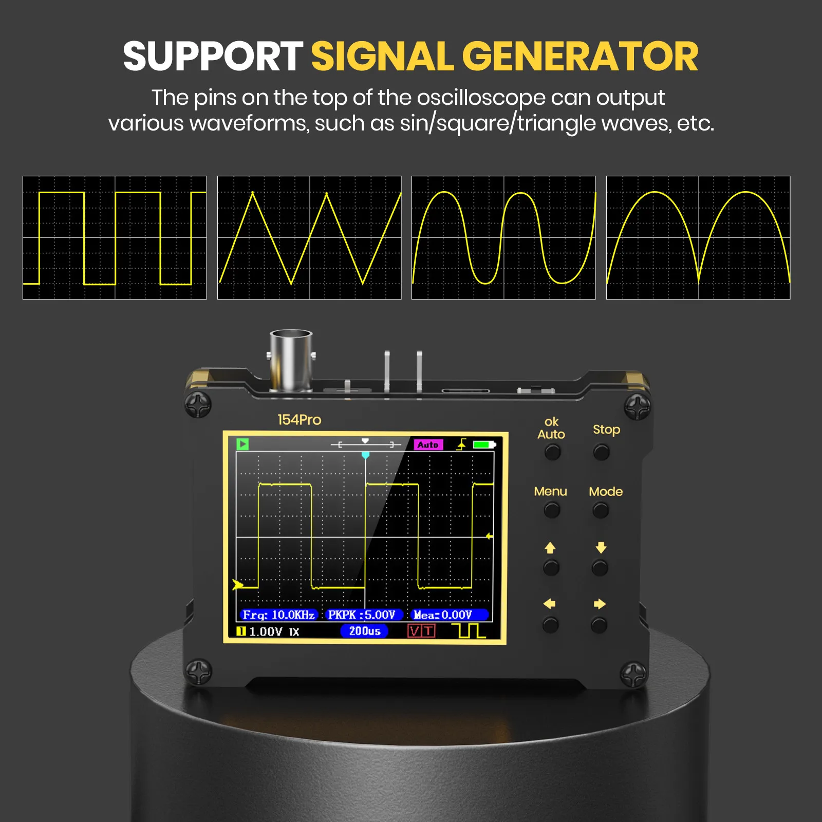 DSO154Pro 2.4-inch Screen Digital Oscilloscope 1MHz&18MHz Analog Bandwidth Support Signal Generator Teaching Maintenance