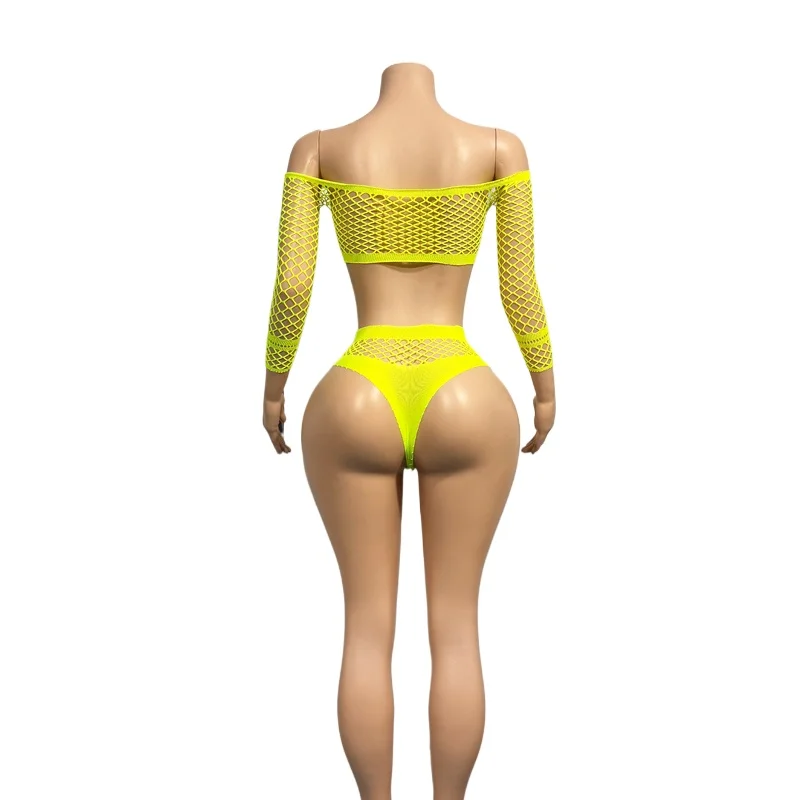 

Fishnet Stockings Bodysuit Uniform Irresistible Sexy Lingerie Set Nightwear Women's Black Fishnet Crotchless Mesh Bodystockings