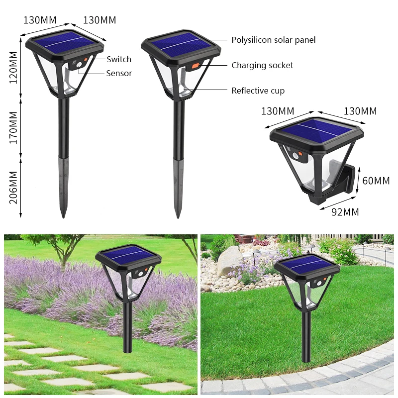 LED Solar Lampe Im Freien Wasserdichte PIR Motion Sensor Solar Rampenlicht Landschaft Rasen Lampe Wand Licht Für Terrasse Pfad Garten Decor