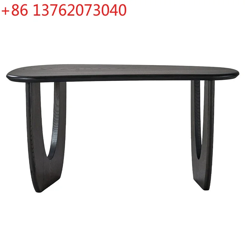 All solid wood desk, modern simple workbench, wabi-sabi special-shaped table