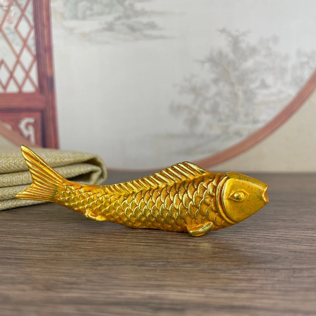 Retro bronze ware, gold-plated shark ornaments, annual surplus, brocade carp, goldfish, nostalgic mascot, tea pet decoration