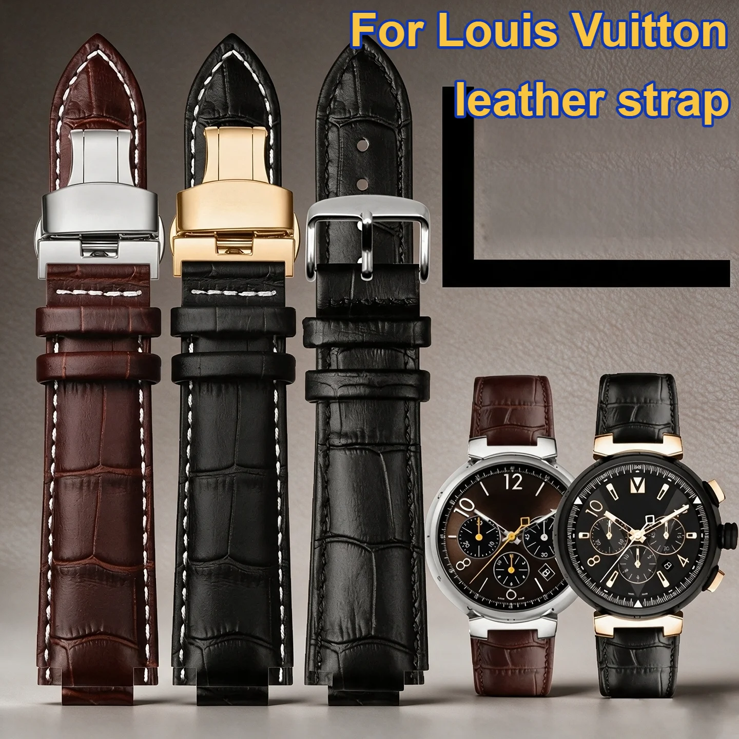 21-12 18-10mm For Louis Vuitton Tambour Cowhide Watchband Men Women Q114k Q1121 Strap For Lv Genuine Leather Watch accessories