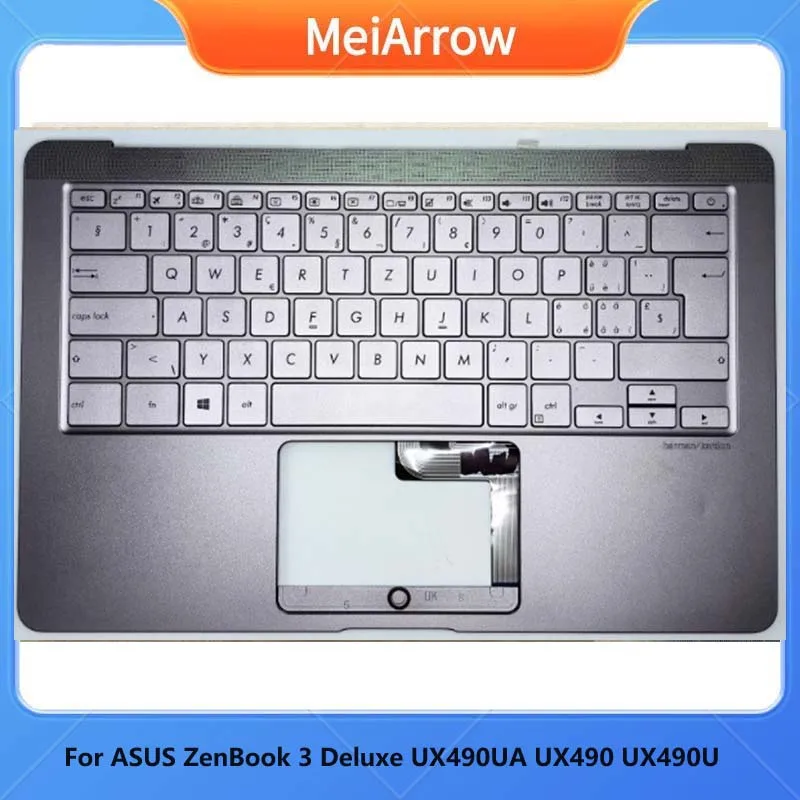 

MEIARROW New/org For ASUS ZenBook 3 Deluxe UX490 UX490UA palmrest Italian EUR keyboard upper cover keyboard Backlit,Gray