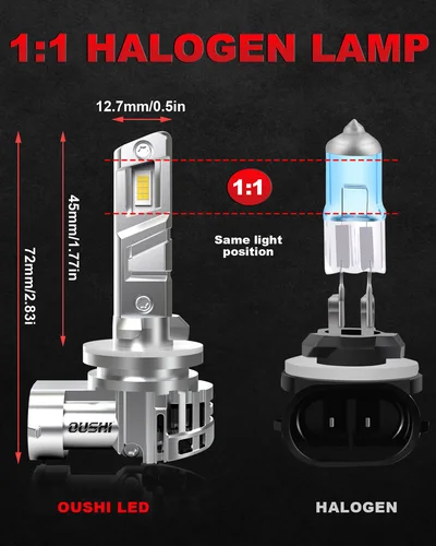 Imagen 2 del producto Juego de 2 faros LED H27 881, diseñados para vehículos, con luz blanca de alta intensidad, adecuados para luces de circulación diurna