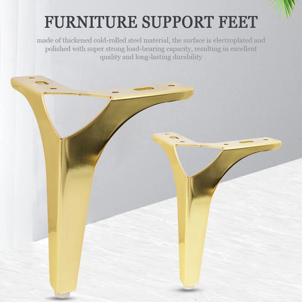 2PCS 18cm Y-shape Golden Metal Furniture Sofa Legs Furniture Feet Side Bed Cabinet Sofa Legs Metal Sofa Leg For Home