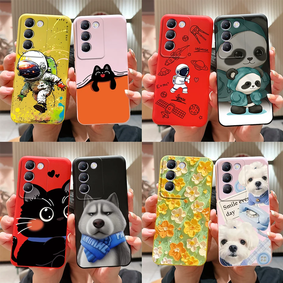 For Vivo Y100 5G Case V2327 Cute Astronaut Soft Back Phone Cases For Vivo Y 100 V30 Lite 5G V40 SE Cover Vivo T3 5G V2334 Fundas