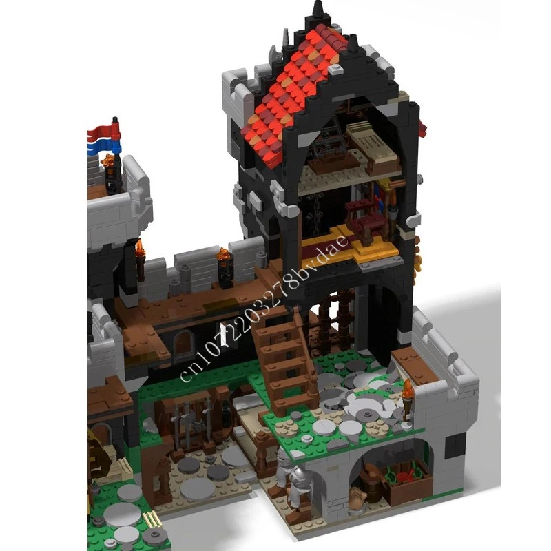 4684 Uds. MOC Castillo Medieval modelo de bloques de construcción Castillo del Caballero Negro ladrillo técnico DIY juguetes de montaje para niños regalos de vacaciones