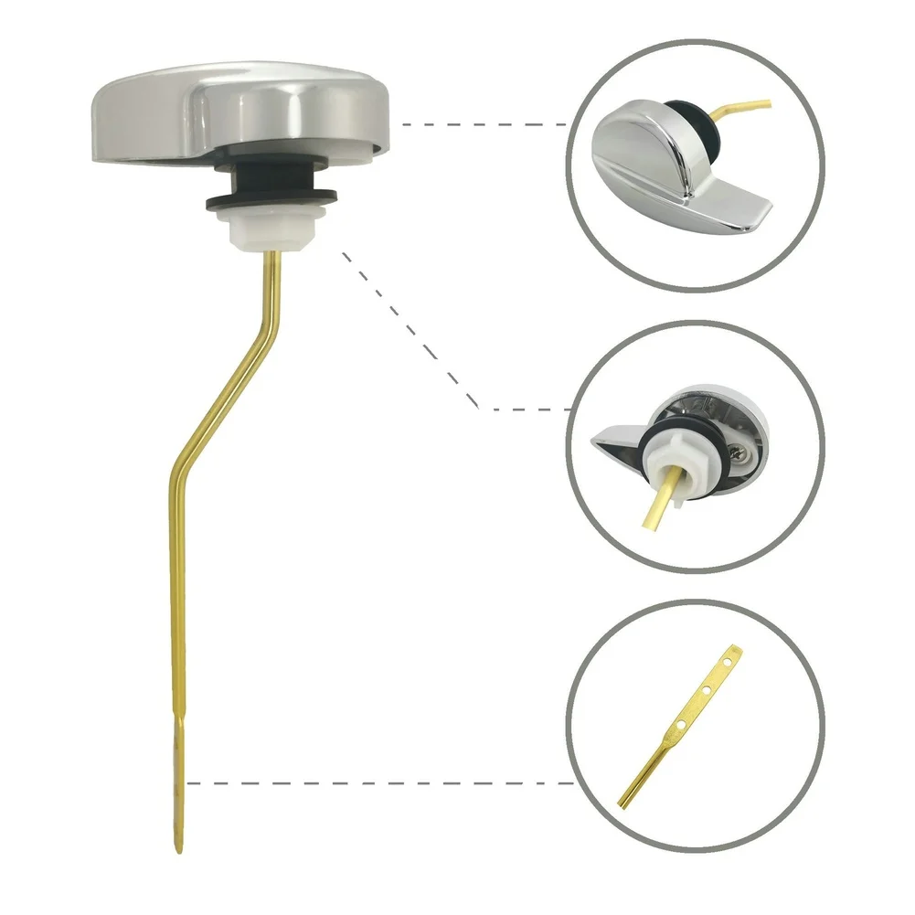 Zinc Alloy Toilet Flush Lever Engineered for Compatibility with Common Residential Toilet Flush Systems Straight or Bent Rod