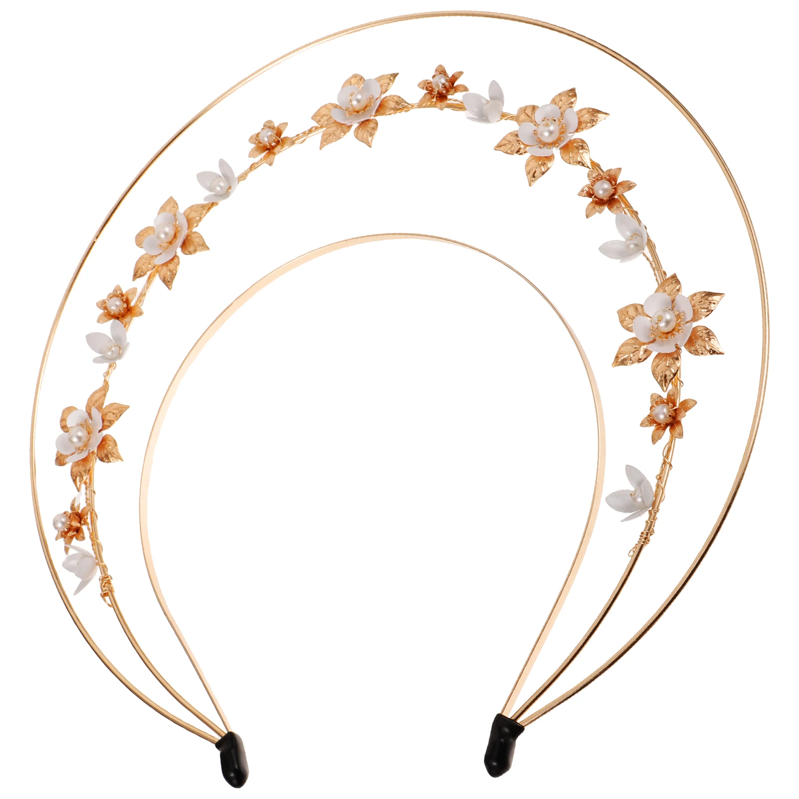 

Pearl Crown Headband Metal Floral Hair Accessories For Women Goddess Costume Party Decorative Headpiece Cosplay Halloween Gift