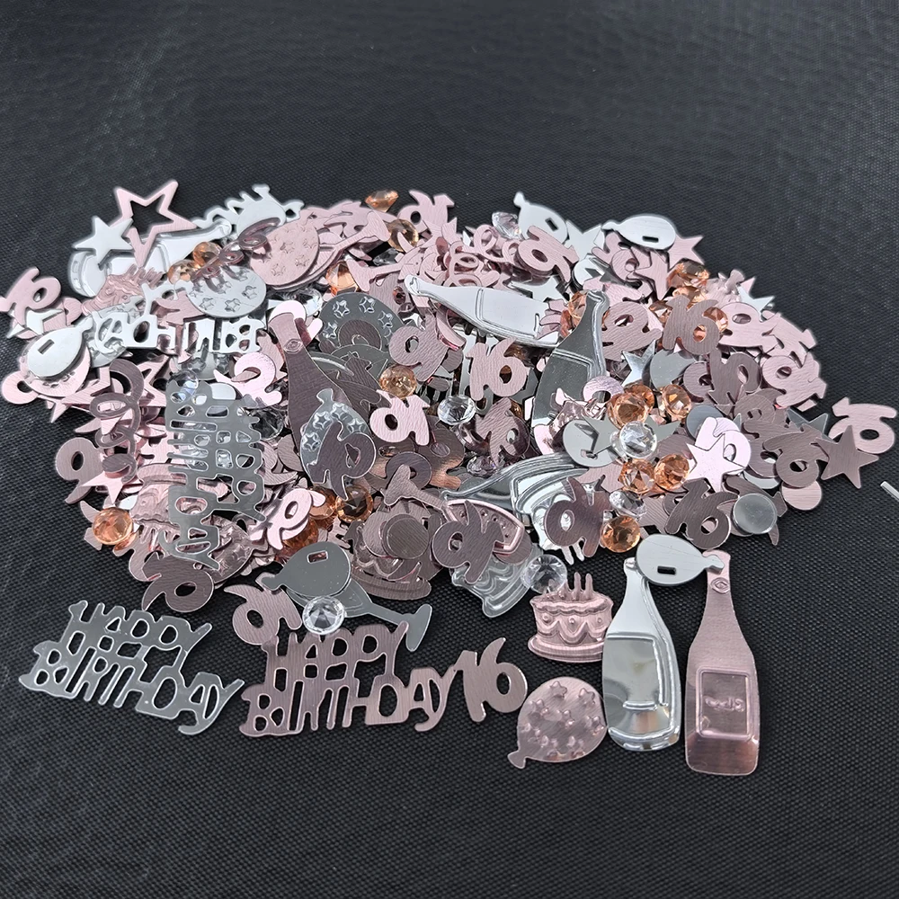 Roségold, rosa, silberfarben, digitaler Glitzer-Trümmer, 16., 18., 30., 40., 50., 60. Mädchen, Jungen, Männer, Frauen, Geburtstagsparty, Konfetti-Dekoration – Detail 1