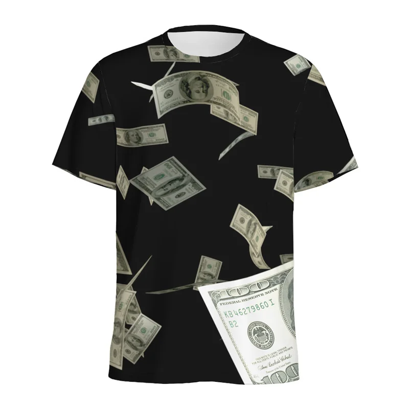 Fashion US Dollar 3D Printed T-shirt Men Summer Casual O-Neck Short Sleeve Money Graphic Tees Loose Pullover Tops T Shirts