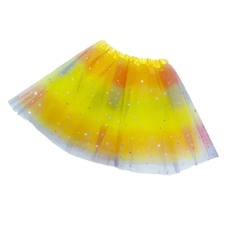 

Youthful Styles Gradients Sparkling Sequins Layered Tulle Skirt Elastic Waistband for Dance and Special Occasion